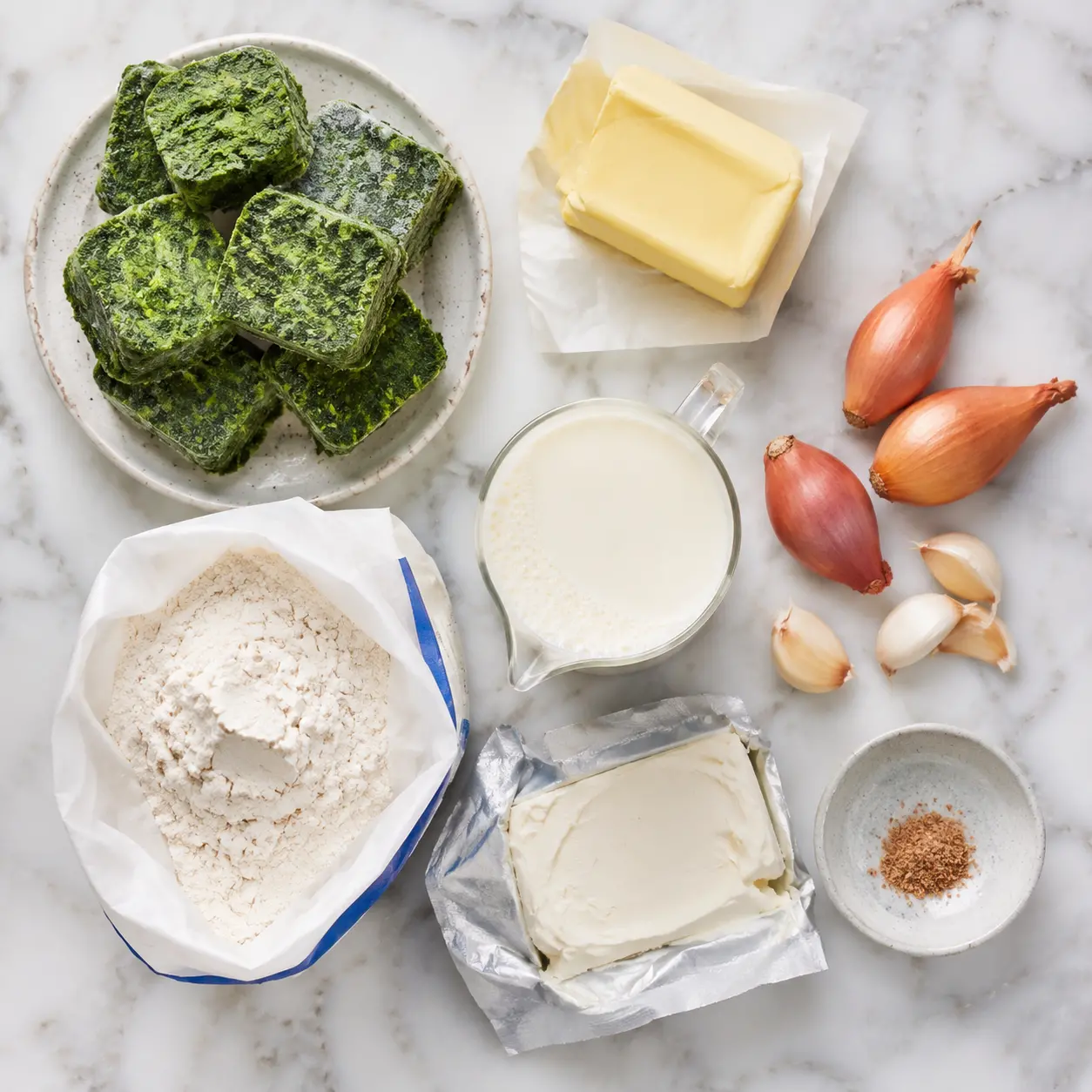 creamed spinach - main ingredients