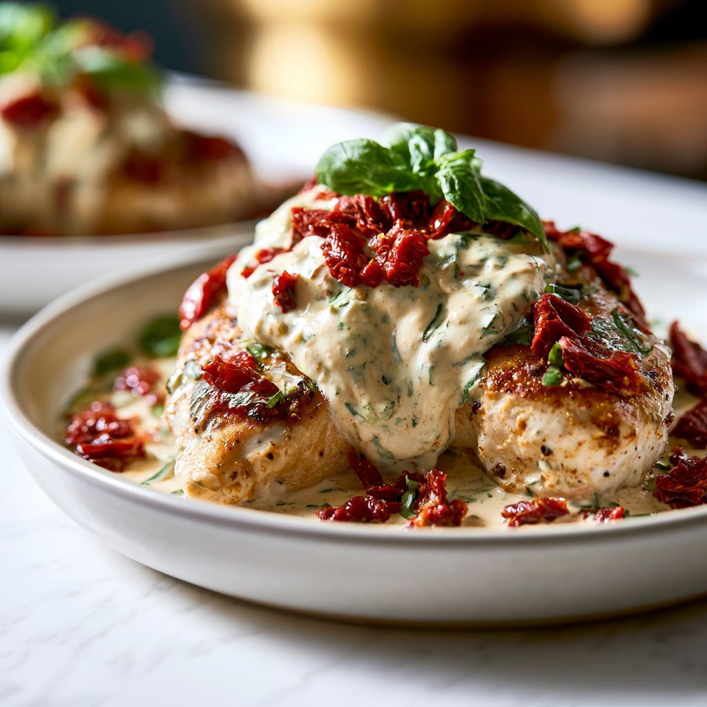 creamy sun dried tomato chicken - final presentation
