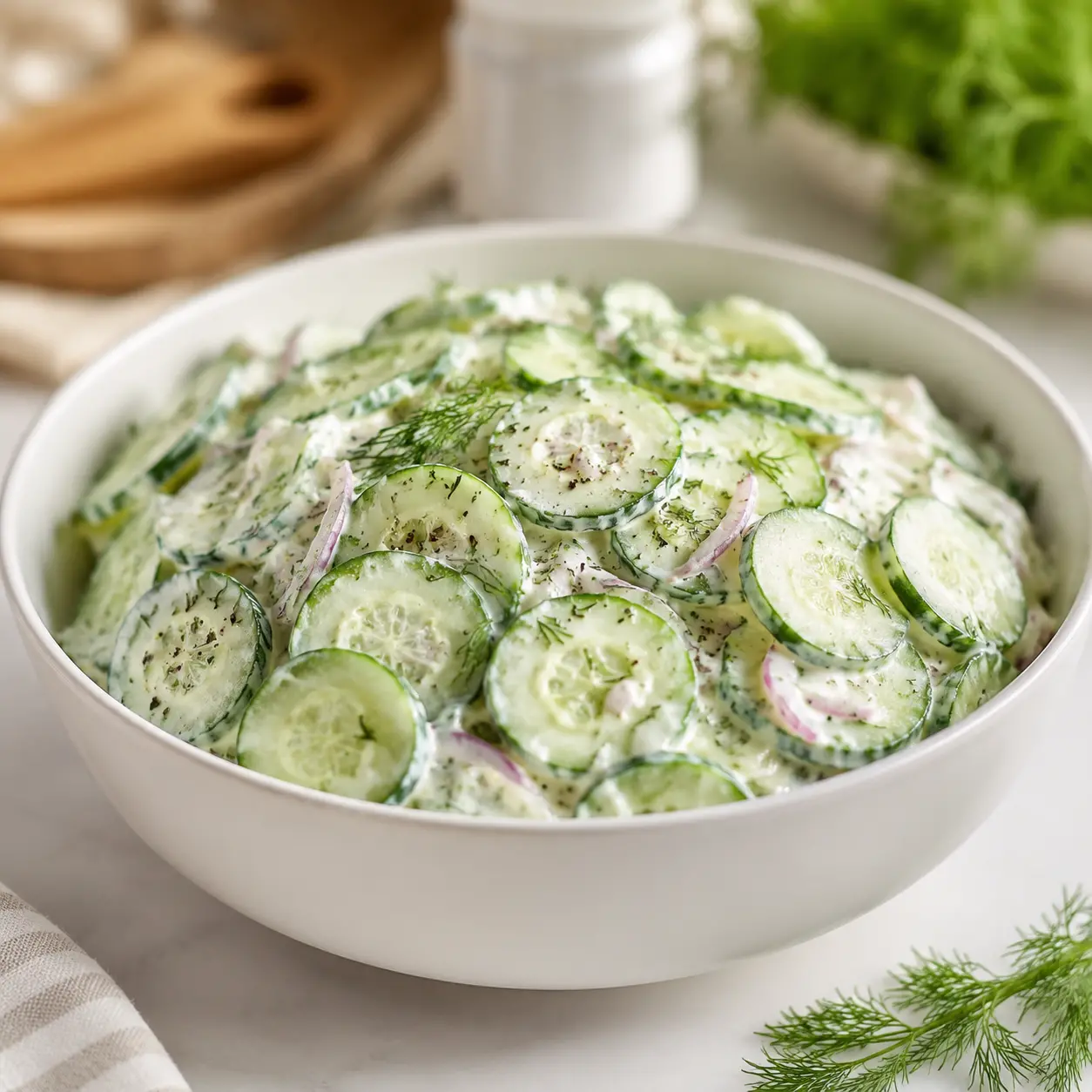creamy cucumber salad - final presentation