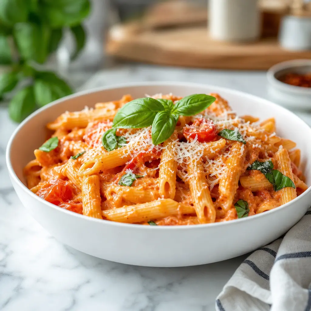 creamy tomato pasta - final presentation