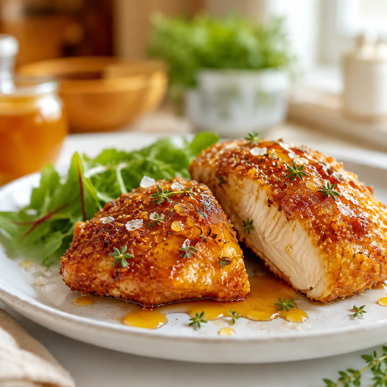 crispy baked hot honey chicken - final presentation