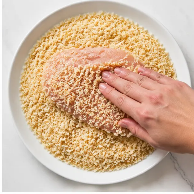 Step 2: Dredge in egg and panko
