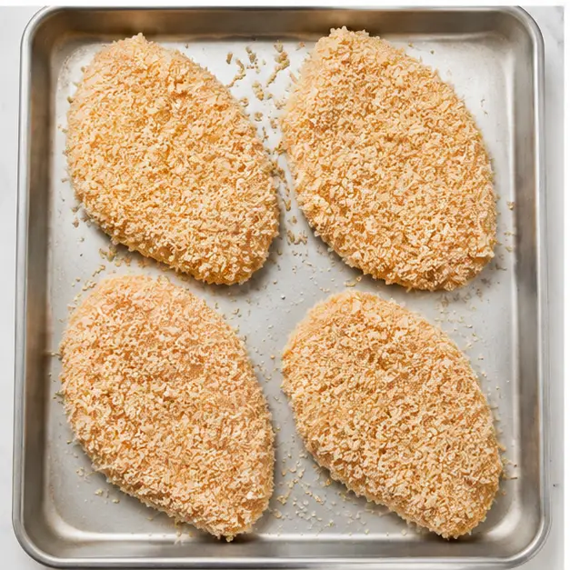 Step 3: Arrange breaded fillets on sheet