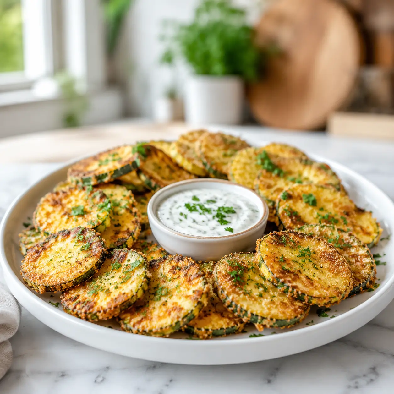 crispy fried zucchini - final presentation