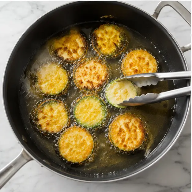 Step 3: Frying in hot oil until golden