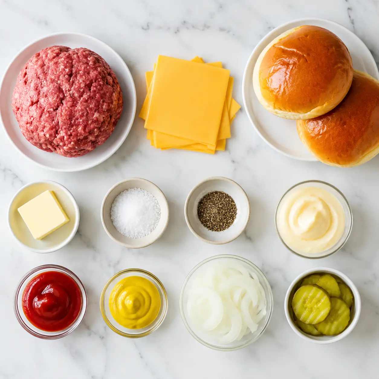 crispy smash burger - main ingredients