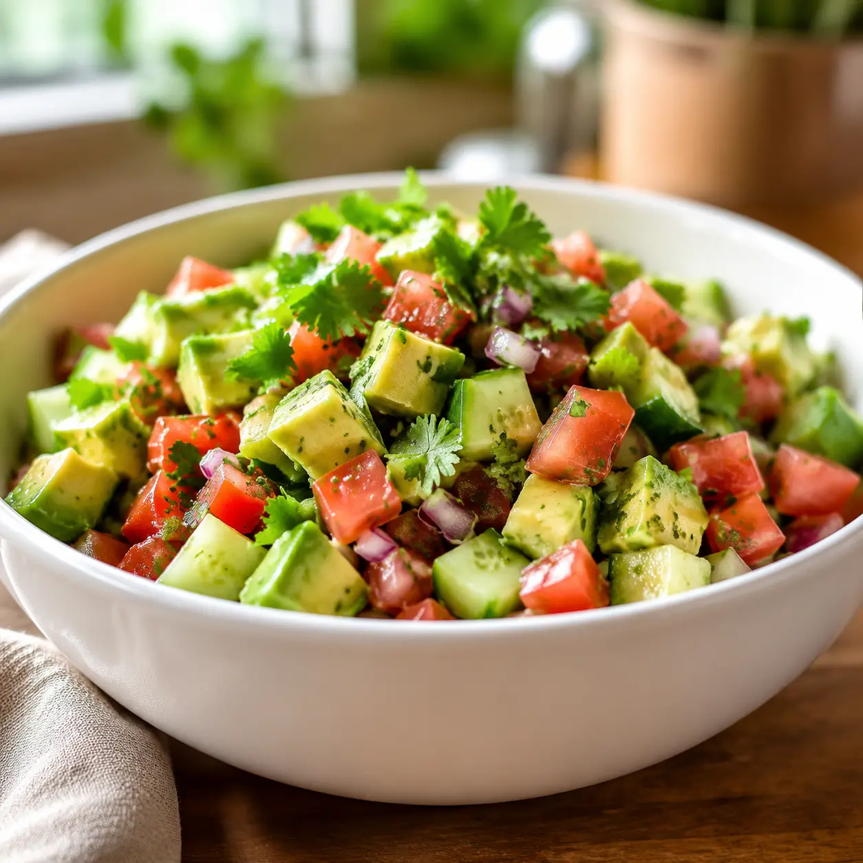 cucumber tomato avocado salad - final presentation