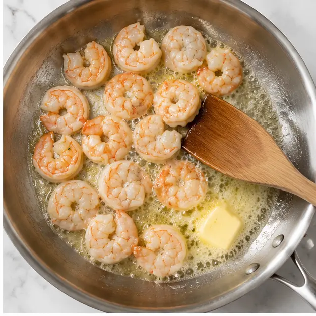 Step 2: Sear shrimp in butter until pink