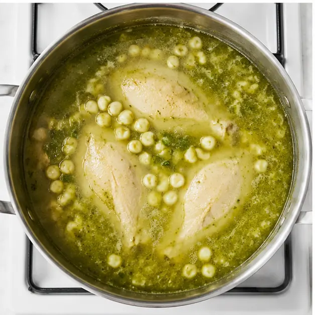 Step 3: Simmer chicken fillets in the verde broth until tender