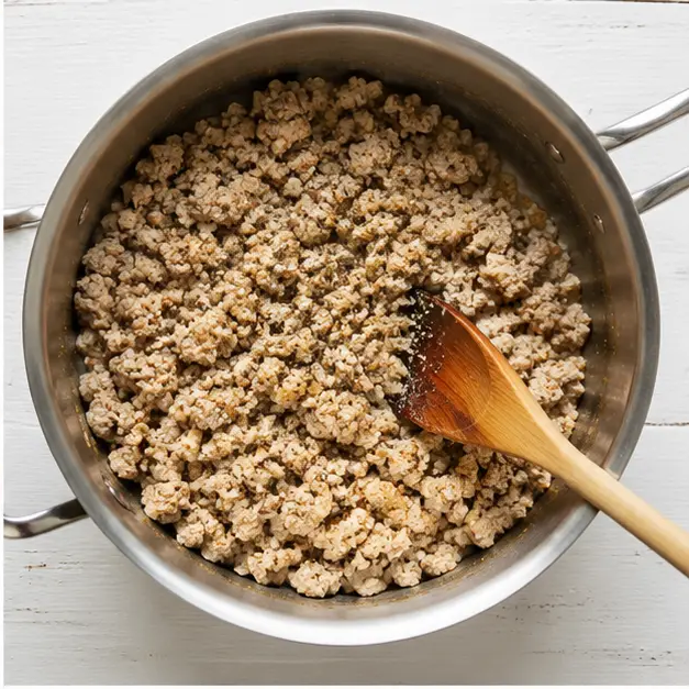 Step 2: Browning ground turkey with Italian seasoning