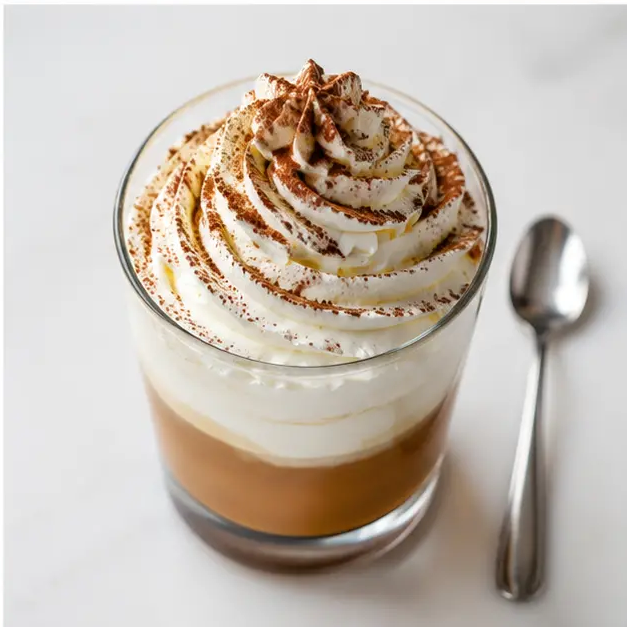 Step 4: Piping cream over espresso and garnishing