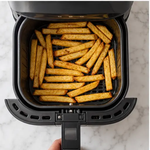 Step 3: Air frying potatoes in a single layer at 400°F