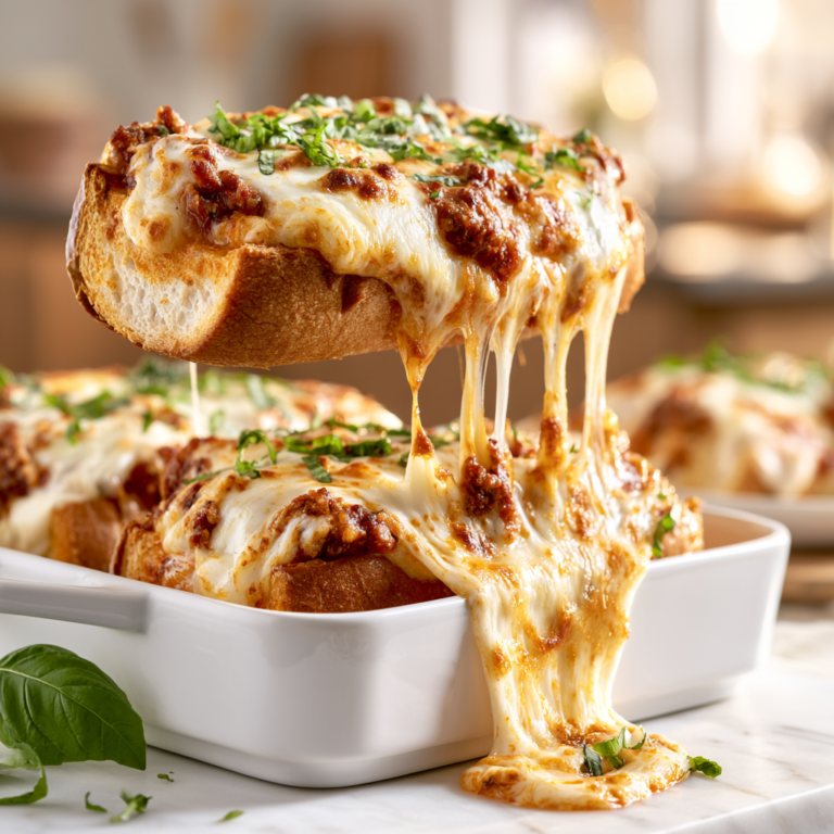 french bread lasagna boats - final presentation