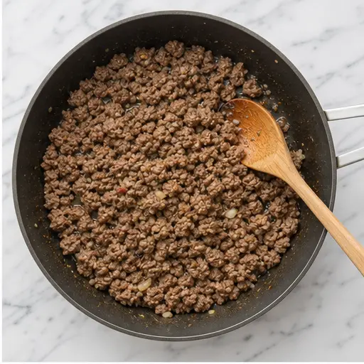 Step 2: Browning the ground beef with seasonings