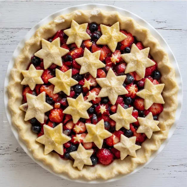 Step 4: Assembled pie with star lattice before baking