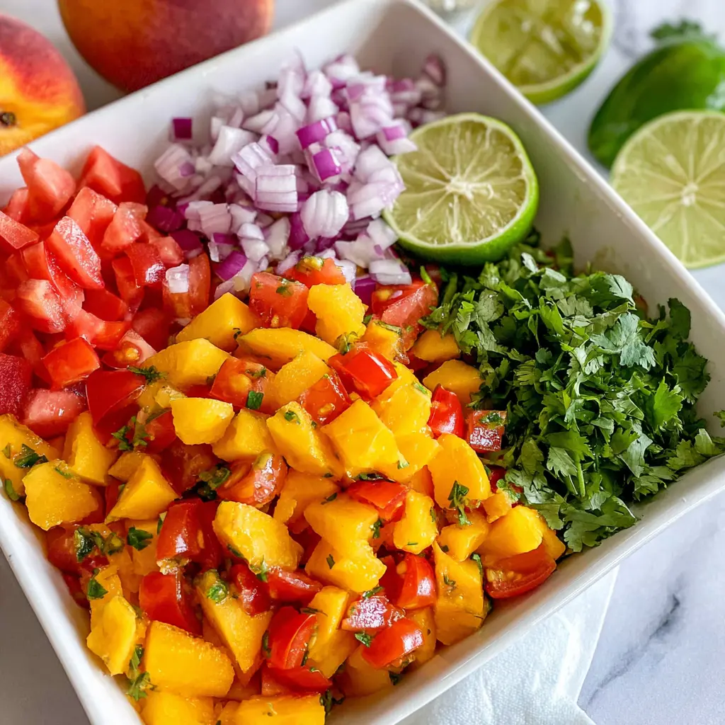 fresh peach salsa - main ingredients