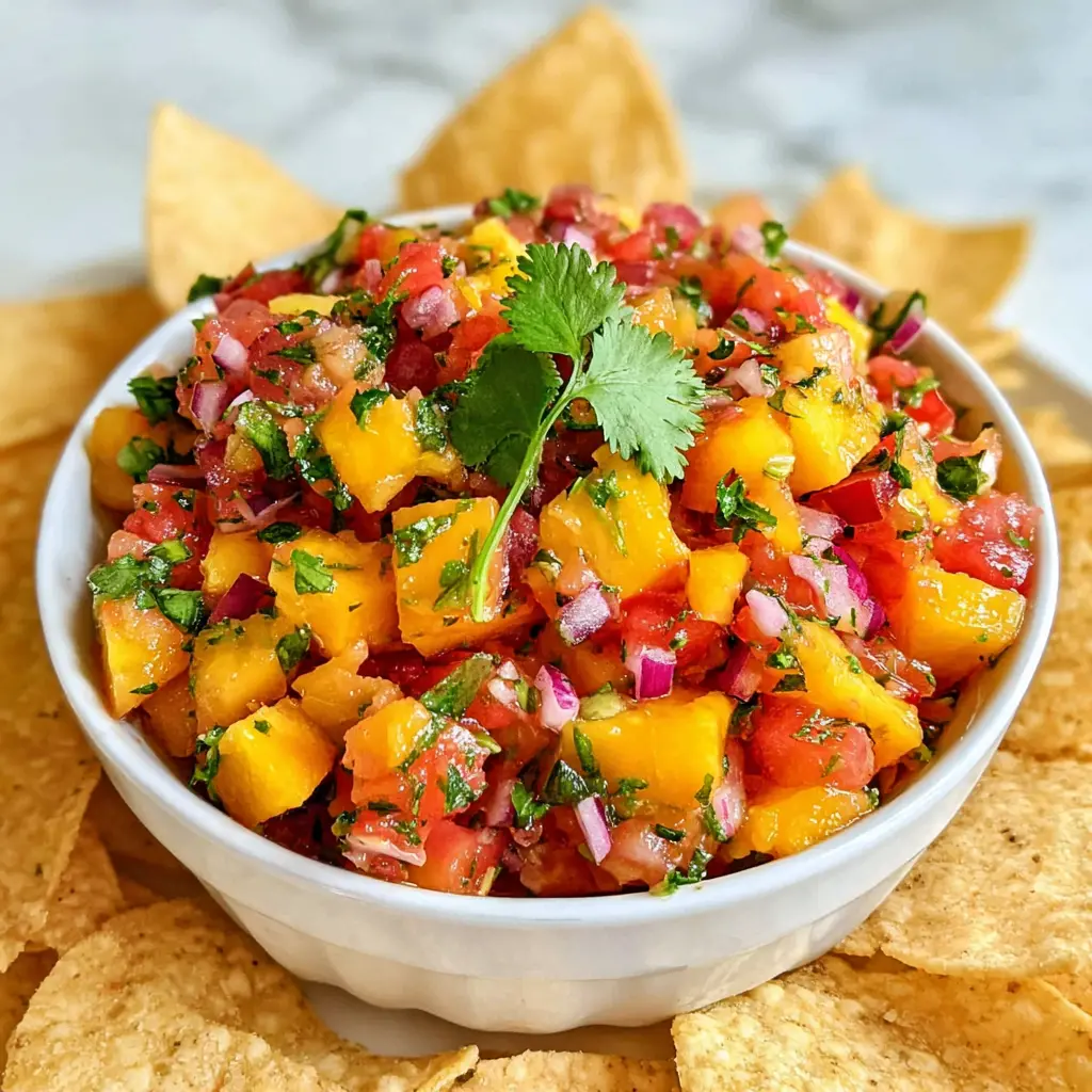 fresh peach salsa - final presentation