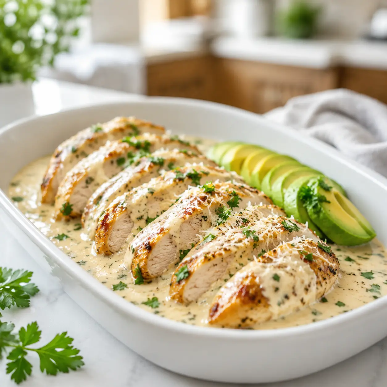 garlic parmesan chicken bake - final presentation