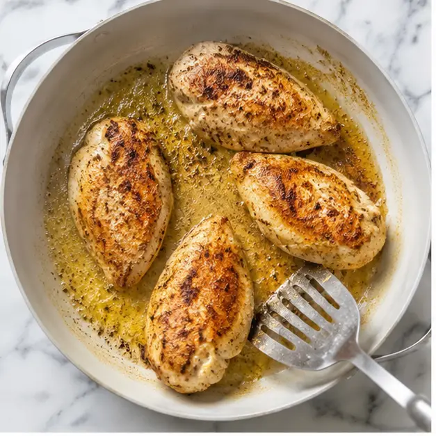 Step 1: Searing seasoned chicken fillets