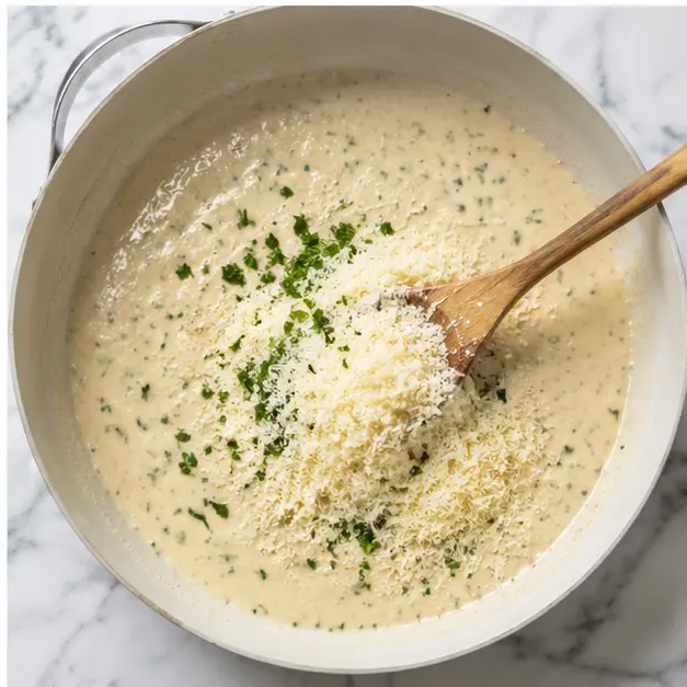 Step 4: Melting in parmesan cheese
