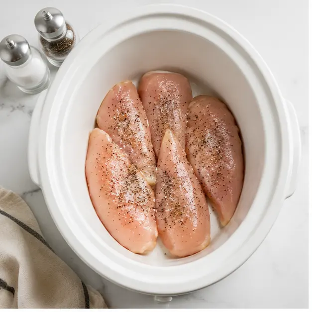 Step 1: Seasoning chicken fillets in slow cooker