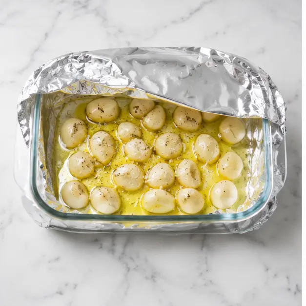 Step 1: Roasting garlic cloves until golden tender