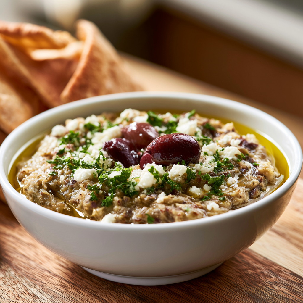 greek roasted eggplant dip melitzanosalata - final presentation