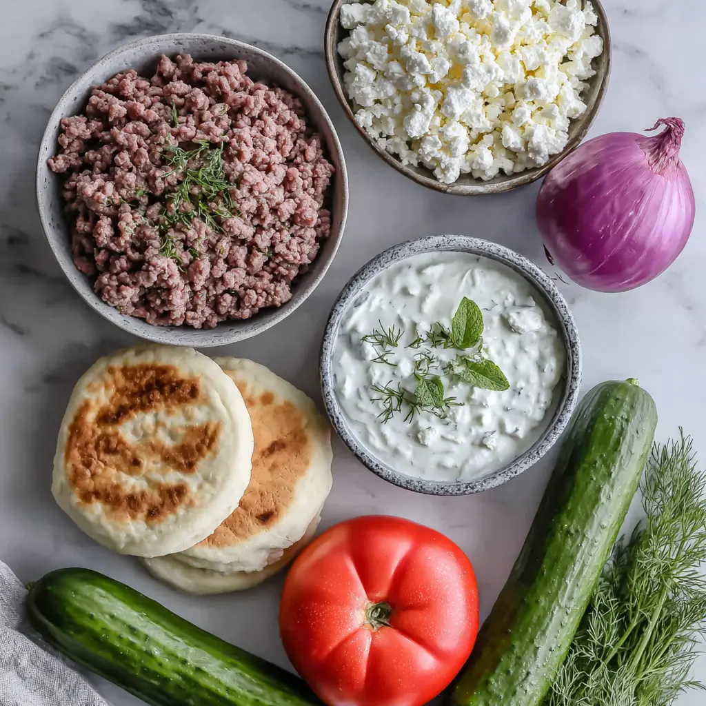 greek beef wraps - main ingredients