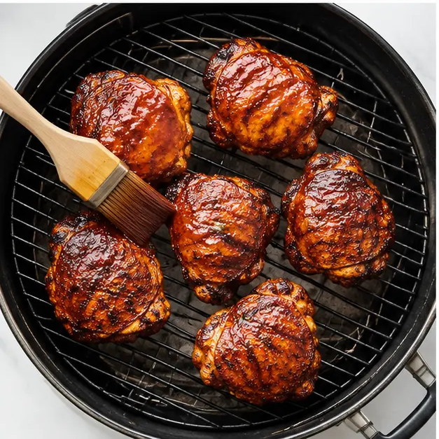 Step 3: Applying BBQ sauce during final cooking