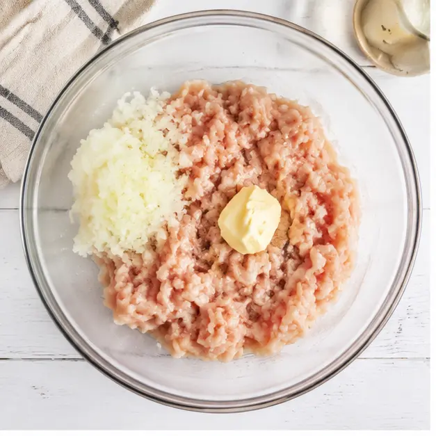 Step 1: Mixing the patty ingredients in a bowl