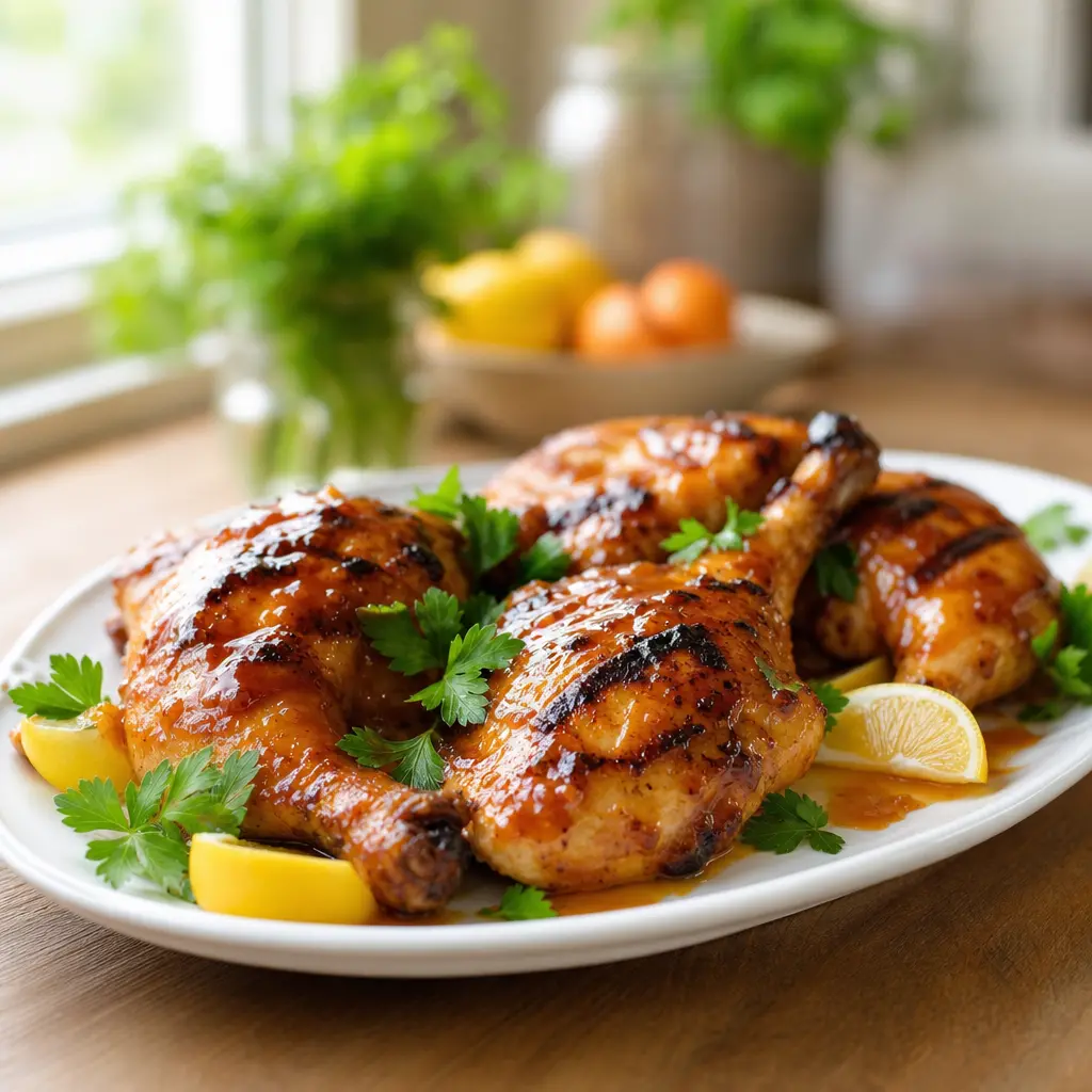grilled chicken quarters - final presentation