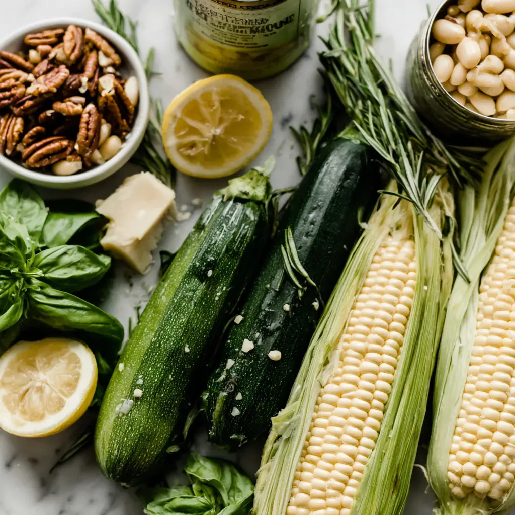 grilled corn zucchini salad - main ingredients