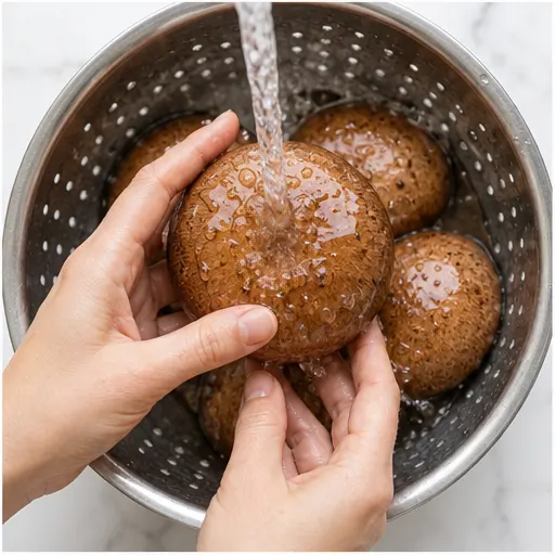 Step 1: Rinsing portobello mushrooms