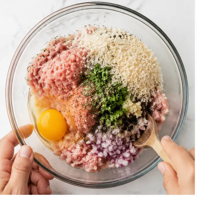 Step 1: Combined ingredients and mixed gently