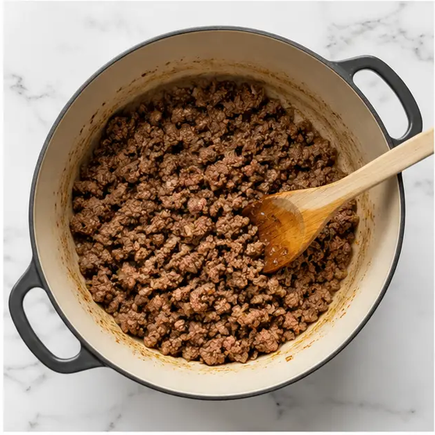 Step 2: Browning ground beef until fully cooked