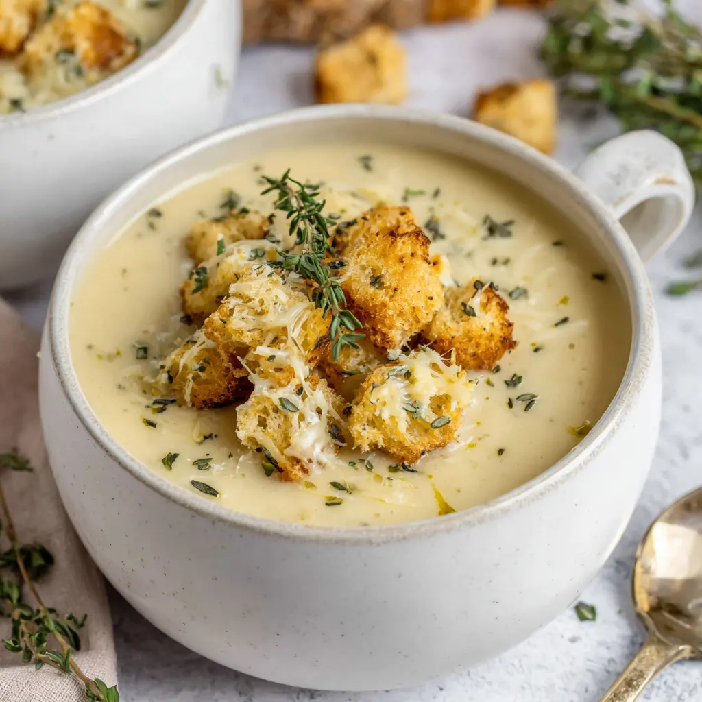 hangover cure garlic potato soup - final presentation