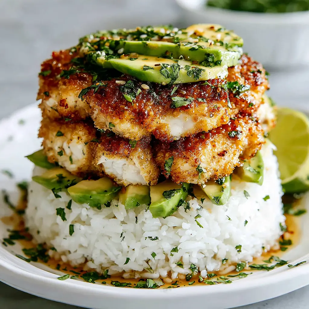honey lime chicken avocado stack - final presentation
