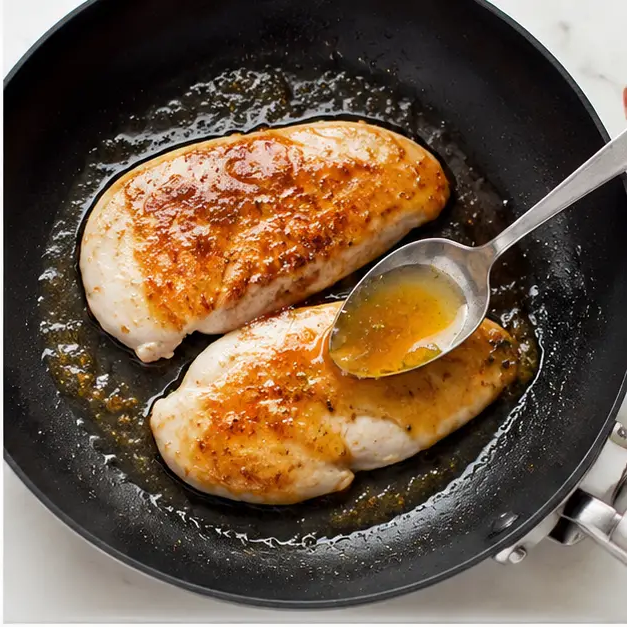 Pan-sear chicken and glaze