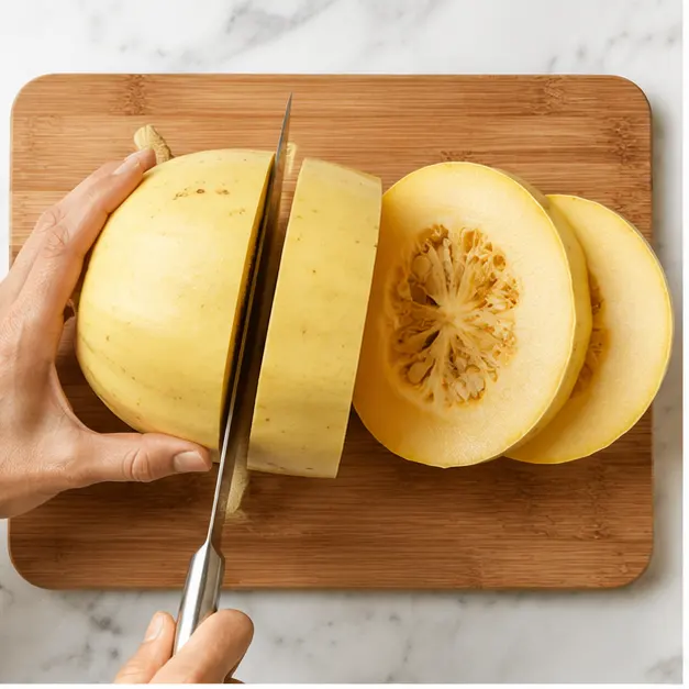 Step 1: Cutting the squash into rings