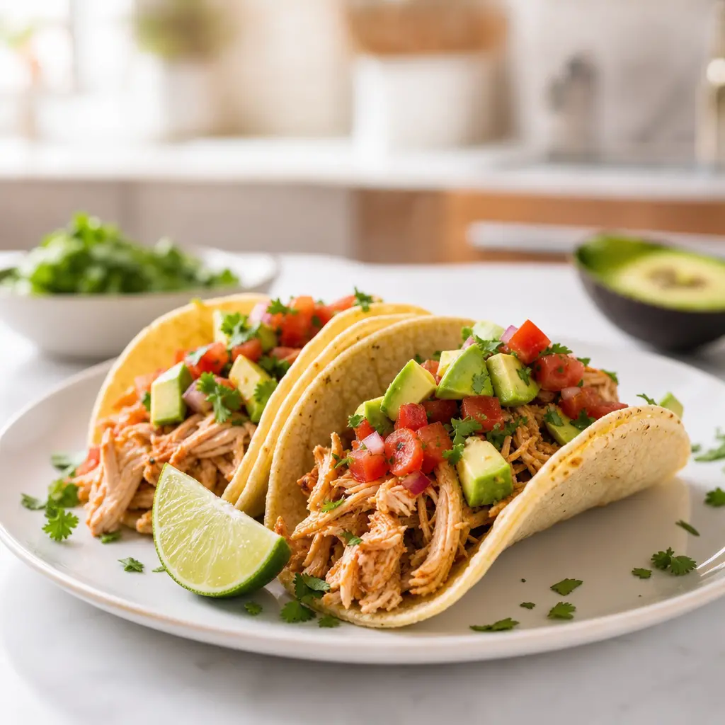 instant pot chicken tacos - final presentation