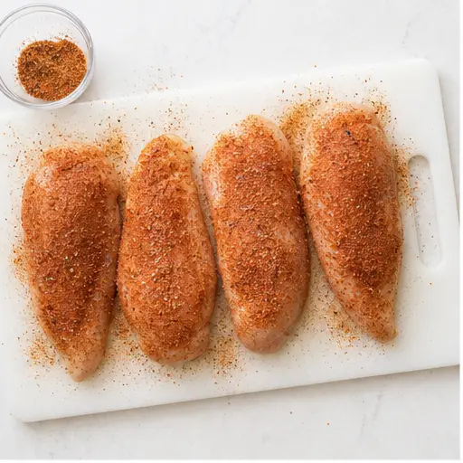 Step 1: Seasoning chicken fillets with taco seasoning