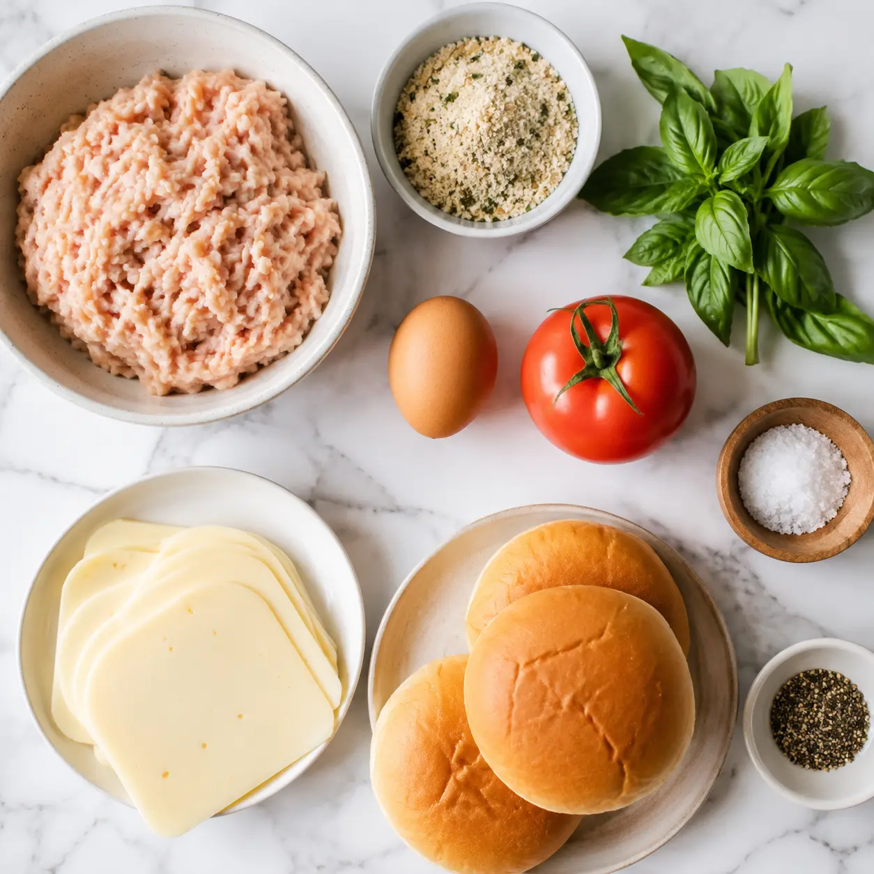 italian chicken burgers - main ingredients
