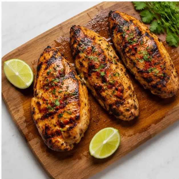 Step 4: Resting the cooked chicken on a board