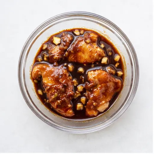 Step 1: Marinate chicken fillets in gochujang-soy glaze