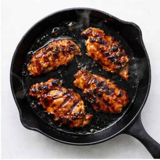 Step 2: Sear chicken in cast iron skillet until charred