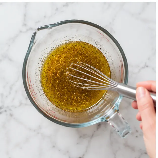 Step 3: Whisk together olive oil, red wine vinegar, and seasonings for the vinaigrette