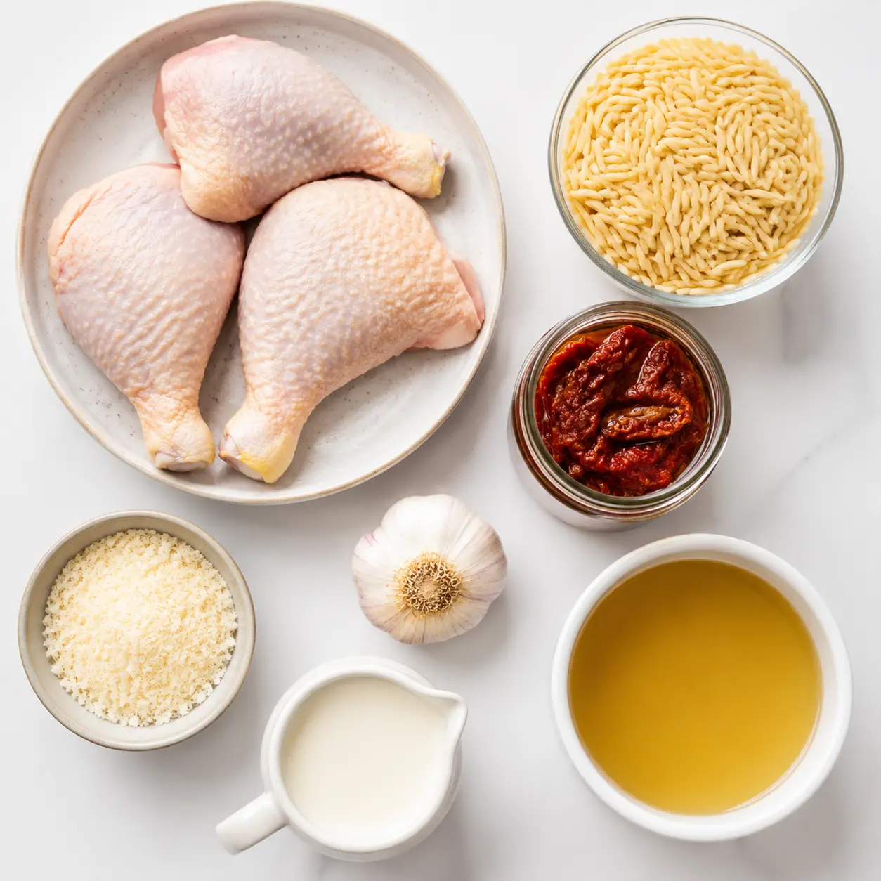 marry me chicken orzo - main ingredients