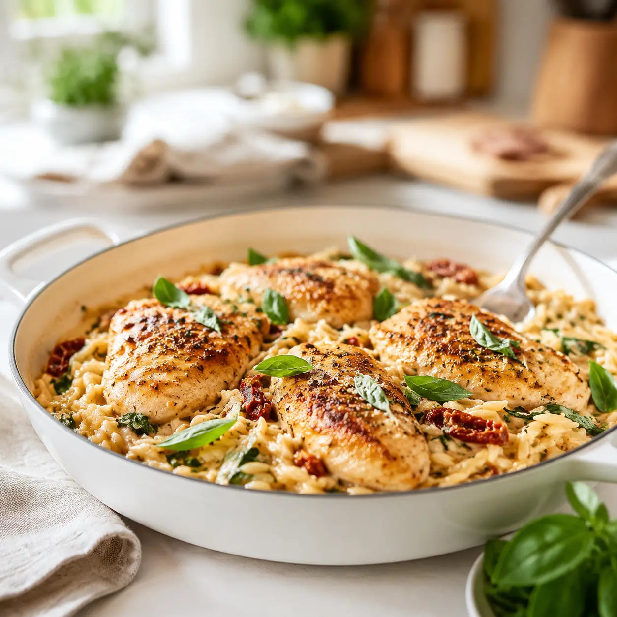 marry me chicken orzo - final presentation