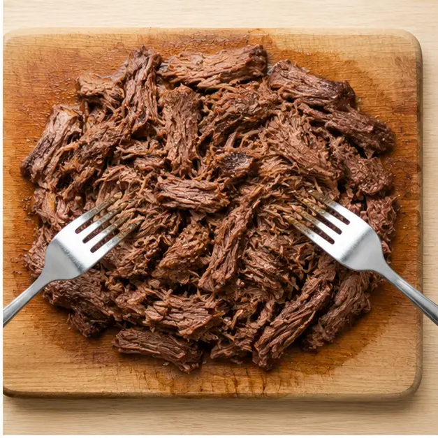 Step 2: Shredding the tender cooked beef