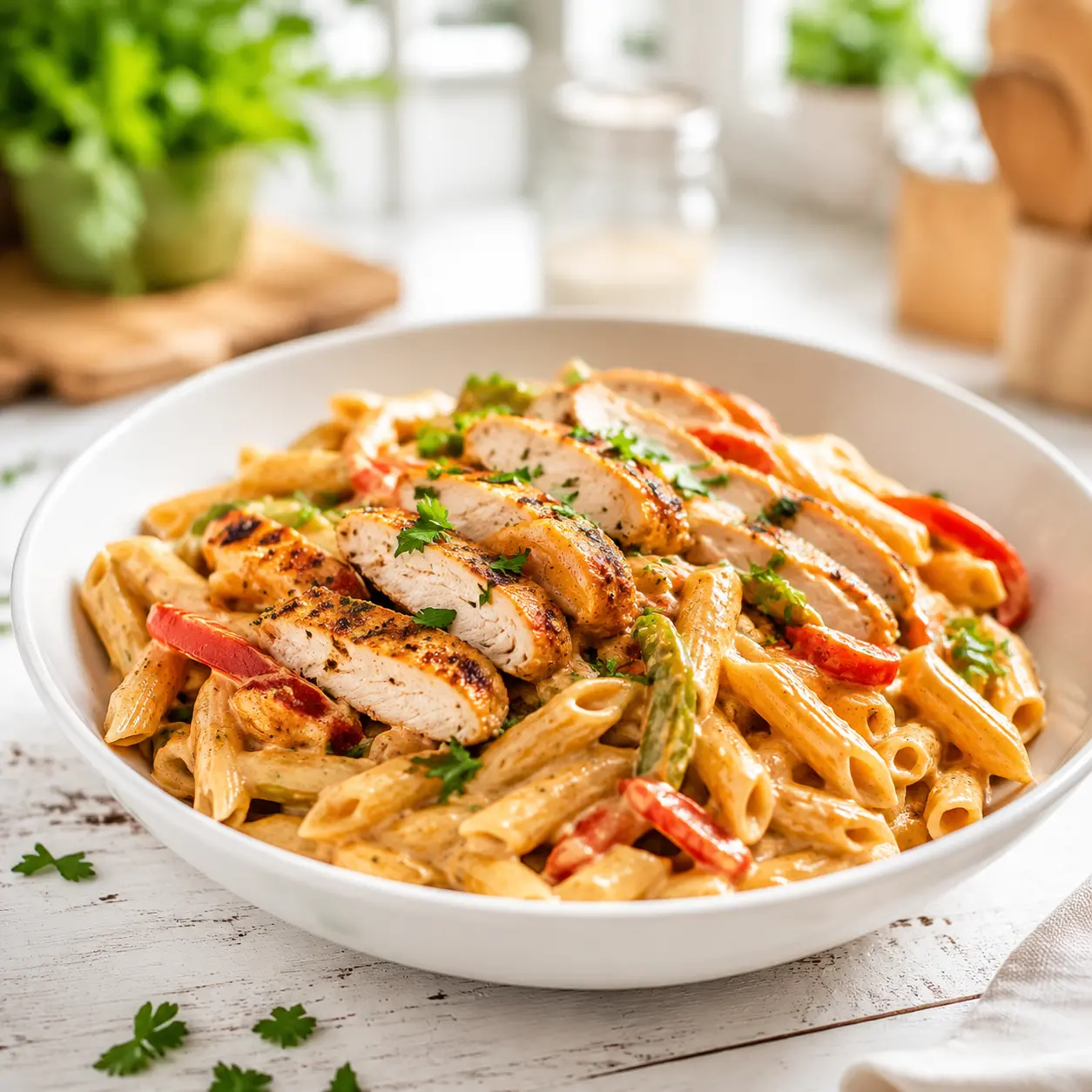 one pot cajun chicken pasta - final presentation
